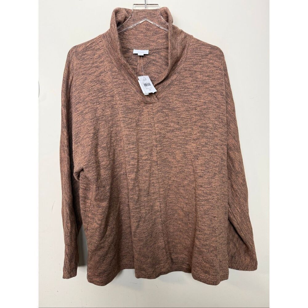 NWT J.Jill Pure Jill Shawl Collar Dolman Top Cowl Neck Sweater Navy Brown 2X